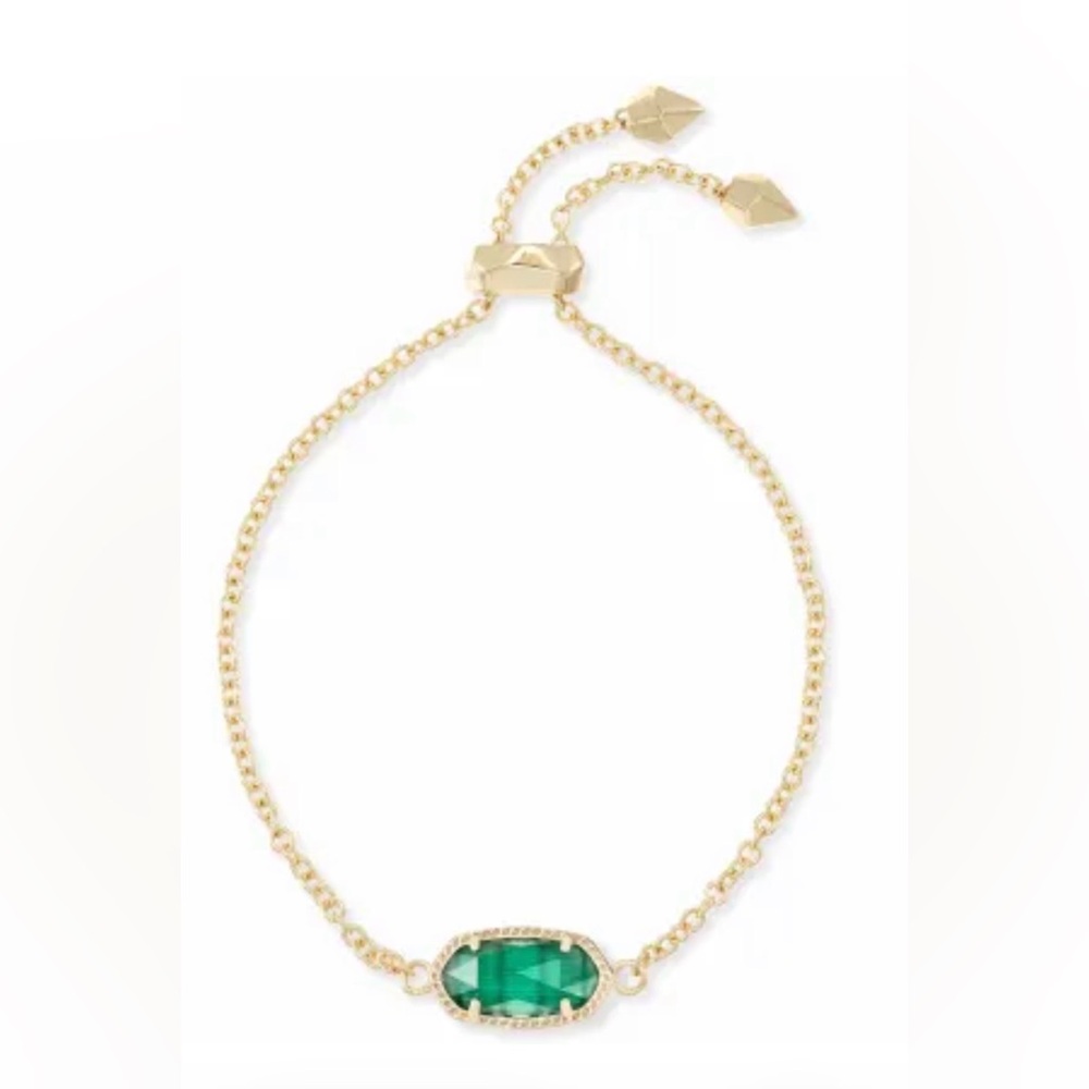 ELAINA GOLD ADJUSTABLE CHAIN BRACELET IN EMERALD CAT’S EYE